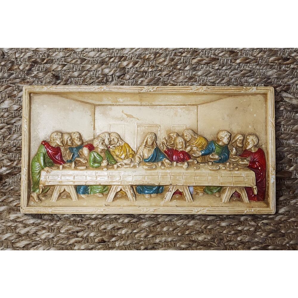 Vintage Jesus Last Supper Mary Apostles Christian Religious Catholic 3D Plaque